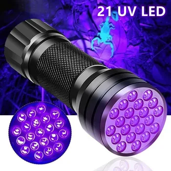 UV-Taskulamp koos 21 LED 395NM Ultra Violet Taskulambi Valguse Lamp Blacklight Detektor Koera Uriini Pet Peitsi ja Voodi Bug