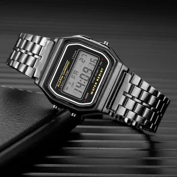 Luksus Digitaalne LED Kellad Meestele Roostevabast Terasest Kuld Kiip Elektroonilise Watch Fashion Business Mens Watch relogios masculino