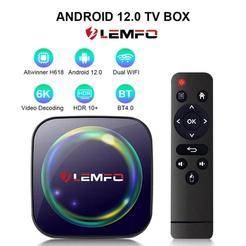 Lemfo H8S Android TV Box Android 12.0 H618 4K 4GB 64GB digiboksi, 5G WIFI Dual BT4.0 Media Player Kaasaskantav Tvbox