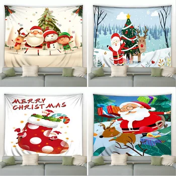 Home Decor Vaip, Santa Claus Põhjapõdrad Lumememm Kaaslane Jõulupuu Prindi Polüester Dekoratiivsed Tapestry tapiz navideño