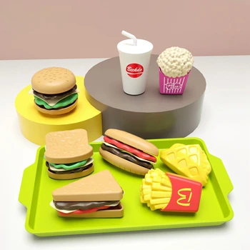 Laste Simulatsiooni Toidu Teeselda, Esita Mänguasjad Hamburger Friikartulid Sandwich Set Kääbus Suupiste Kiirtoit Köök Hariduslik Mänguasi