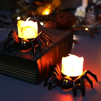 Halloween Armas Jack-O '-Lantern Atmosfääri Kaunistamiseks Rekvisiidid, Led Elektrooniline Küünla Valgus Valgus Spider Öö Valguses Teenetemärgi