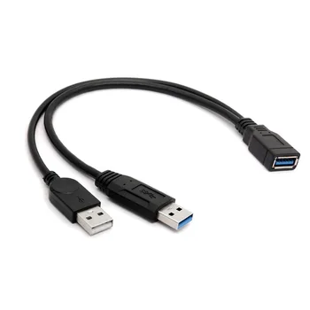 USB 3.0 Naine Dual USB-Mees Extra Power Andmete Y Splitter pikendusjuhe Juhe