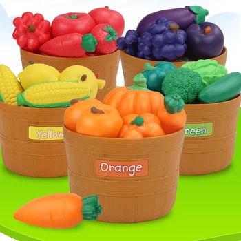 Puu-Juurviljade Ladustamiseks Kopp Teeselda Mängida Sätestatud Mänguasjad Montessori Värvi Puu-Köögivilja-Simulatsioon Toit, Mänguasjad, Kingitused Lastele