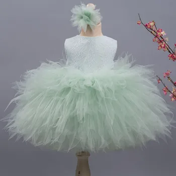 Mint Roheline Armas Lilleneiu Kleit-Line Pundunud Tüdrukud Printsess Pulmapidu Kleit Pits Tülli Lühike Esimene Õhtusöömaaeg Short Gown Kleit