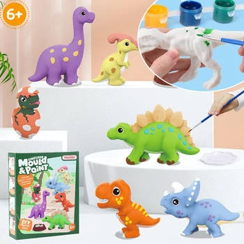 3D Hallituse Maali Määrata Loomade Dinosaurused Lapsed, Kunst ja Käsitöö Maali Kit DIY Mudeli Värvimine Kips-Ema-laps Interaktsiooni Mänguasjad