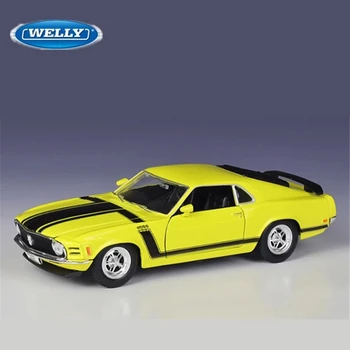WELLY 1:24 1970. aasta Ford Mustang BOSS 302 Sulamist Lihaste Auto Mudel Diecast Metal Mänguasi sportauto Mudeli Simulatsiooni Kogumise Kingitused, Mänguasjad