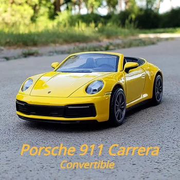 1:32 Porsche 911 Carrera Kabriolett Sulamist Valatud Mänguasi Auto Mudel Heli ja Valguse Tõmba Tagasi Laste Mänguasi Laekuva Sünnipäeva kingitus