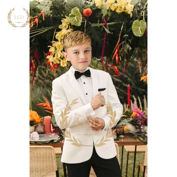 Käsitöönduslik 2-Osaline Poiste Ülikond Komplekt: Käsitöö Pintsak ja Mustad Püksid Ansambel - Täiuslik Elegants ja Erilistel Puhkudel