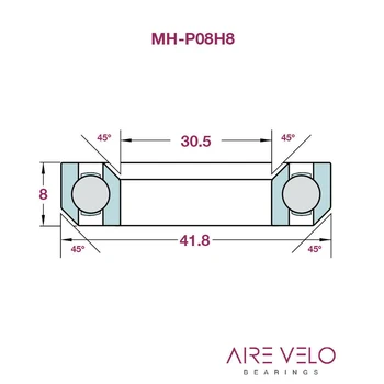 Keraamilised Laagrid Peakomplekt Beaings MH-P08H8 Osad Terasest （28.6 mm） 2 Tk 2pcs/Set 30.5 X 41.8 X 8mm 45/45° Jalgratas