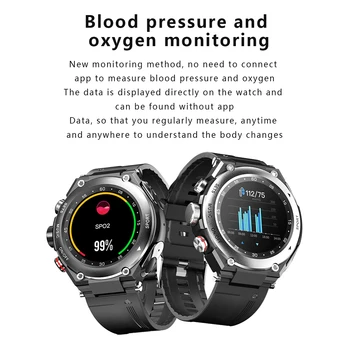 1.28 tolline IPS Ekraan Intelligentne Vaadata Tegevus Jälgimisseadmed Health Monitor Watch Mehed Smart Vaadata Earbuds Android/iOS Telefonid