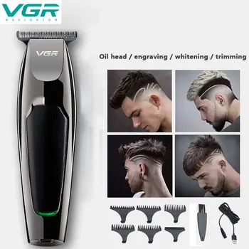 VGR Professional Hair Clipper Veekindel Ekraan Karvade Trimmer Meeste Hooldustooted Madal Müra Titanium Ceramic Blade Clipper Täiskasvanud