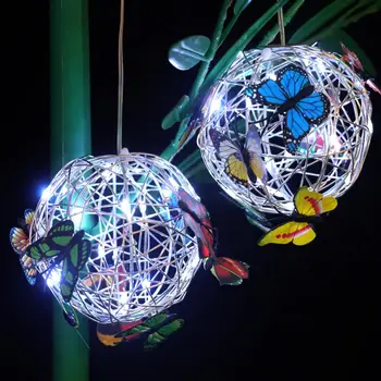 Väljas Liblikas Ring Ball Light Metal Kodu Dekoratiivsed Päikese-Aed Valgus Nightlight Veekindel Butterfly Pendant Kudumine Võre