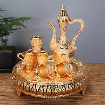 8 Tk Lauanõude Komplekt 1*Teekann 6*Cup 1*Sahtel Tee Set Retro Vintage Europen Stiilis Kapp Ornament Köök Araabia Kohvi Tassi Komplekt