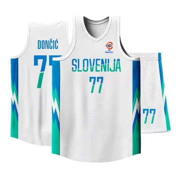 Sloveenia Maailma Korvpalli Jersey Kohandatav mängija nimi ja number, Kiiresti kuivav hingav kangas Vest ja püksid komplekt