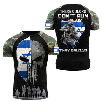 Iisraeli Armee Meeste T-särk 3D Trükitud Iisraellaste Lipu Tops Puuvill Lühikese Varrukaga Särk O-Kaeluse jaoks Liiga Vintage Camo Meeste Riided