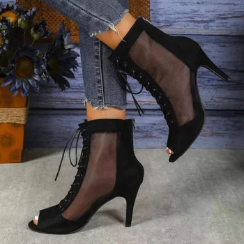 Sandaalid seest Õõnes Silma Kontsaga Naiste Kingad Suvel 2023 Trend Must Pits-Up Seksikas Peep Toe Saapad Stilettos Jazz Tants Naiste Kingad