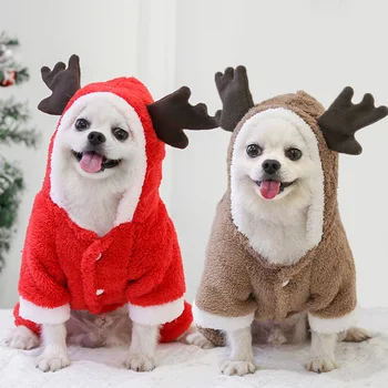 Koer Jõulud Riided Talvel Soe Coral Velvet Põder Hupparit Pet Riided Väike Koer Chihuahua Jõulud Koera Kostüüm Ropa Perro
