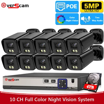 8CH 5MP videovalve Komplekt, Väljas POE CCTV Turvalisus Kaamera Süsteemi Colot Öise Nägemise 10CH 4K POE NVR Diktofon Kit XMEYE P2P