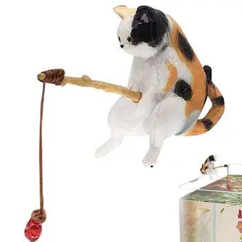 Kass Kalapüügi Kaunistused Armas Realistlik Loomade Mudel Kass Kalapüügi Kuju Paindlik Kass Staues Vaik Kunst Skulptuur Elavat Kuju Kass