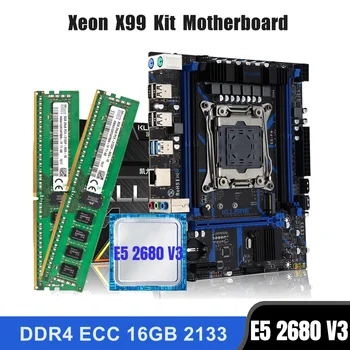 Kllisre X99 emaplaadi combo kit komplekt LGA-2011-3 Xeon E5 2680 V3 CPU DDR4 16GB (2TK 8G) 2133MHz ECC Mälu