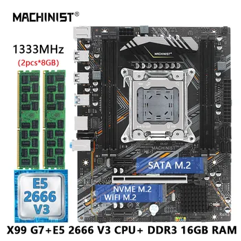MASINIST X99 G7 LGA-2011-3 Emaplaadi Komplekt Komplekt koos Xeon E5 2666 V3 CPU protsessor ja DDR3 2tk x 8 GB RAM-Mälu Combo NVME M. 2