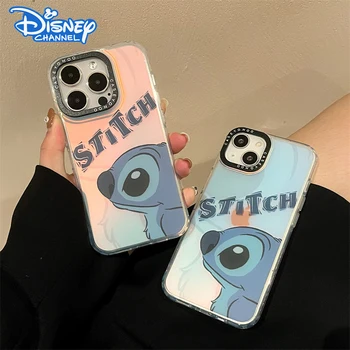 Cartoon Disney Stitch Mood Laser Telefon Case for iPhone 14 13 12 11 Pro Max XR, XS Max 7 8 Plus Kaitsva Telefoni tagakaas