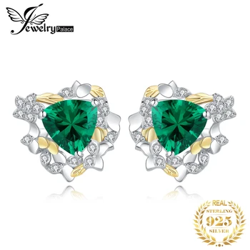 JewelryPalace Uus Hiina Riisi-Puding Bambuse Lehed Triljoni Lõigatud Simuleeritud Emerald 925 Sterling Silver Kõrvarõngad Naine