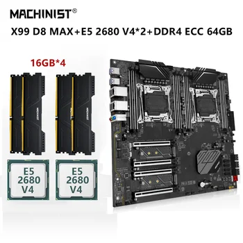 MASINIST D8 MAX X99 Emaplaadi Komplekti LGA-2011-3 Dual CPU Kit Xeon E5 2680 V4*2 Protsessor 64G=16G*4 DDR4 ECC RAM Kaheksa-Kanalid