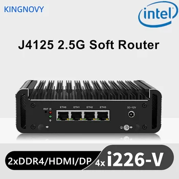 Celeron J4125 2,5 G Ruuter 4x Intel i226-V 2500M LAN 2xDDR4 HDMI1.4 DP1.2 OPNsense Tulemüüri Seadme Fanless Mini PC VPN Server
