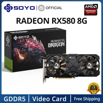 SOYO Uus Radeon RX580 2048SP 8G Graafika Kaardi GDDR5 256Bit Mälu Mängude Kaardi PCIE3.0x16 DVI+DP jaoks Lauaarvuti Combo