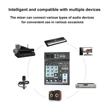 4-Kanaliga DJ Heli Controller Mini Mikser Kaasaskantav Väike Segamine helikaart USB Drive Taasesituse Bluetooth-ühilduva US/EU Pistik