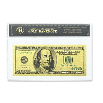USA Dollar Gold Foil Pangatähtede 100 USD ja Shell Uncurrency Mälestus Suveniiride Kollektsiooni Märkused