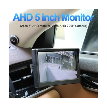 Auto AHD 5 Tolline Digitaalne Pool View Monitor Peegel Süsteem koos 2 720P HD Öise Nägemise Pool View Kaamerad Must+Valge