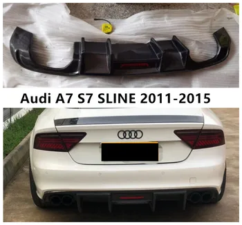 Tagumine Kaitseraud Difuusor, Audi A7 S7 SLINE 2011 2012 2013 2014 2015 Pagasiruumi Ukse Lip Spoiler Päris Carbon Fiber (Koos LED-Valgus )